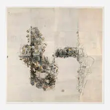 Yun-Fei Ji, Ink Growth III, 1997, ink and mineral pigment on mulberry paper laid to canvas
