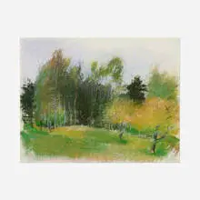 Wolf Kahn, Small Rise with 2 Apple Trees, 1998, pastel on paper
