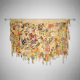 Claire Zeisler, Untitled, painted hide, thread, wool, seed beads, applique, teeth, mother of pearl