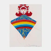 Karl Wirsum, Girl and Kite, 1965, colored pencil on paper