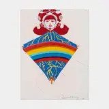 Karl Wirsum, Girl and Kite, 1965, colored pencil on paper