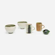 Collection of tableware by Ruth Duckworth, c. 1980, glazed porcelain; glazed stoneware, sold Jun 2025