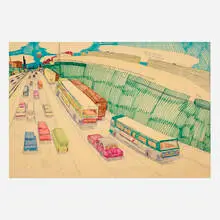 Wesley Willis, The Dan Ryan Expressway 51st. St., 1991, ballpoint pen and marker on Crescent
