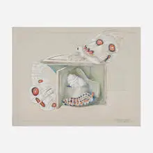 Ellen Lanyon, Parnassus Apollo, 1975, colored pencil and pencil on paper