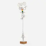Joseph Burlini, Clown on a Unicycle (Kinetic Sculpture), 1983, chrome-plated steel, enamel, acrylic, walnut