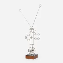 Joseph Burlini, Untitled (Kinetic Sculpture), 1985, chrome-plated steel, acrylic, walnut
