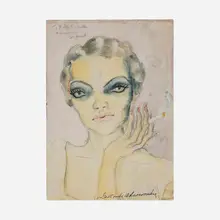 Gertrude Abercrombie, Portrait of Cati Mount, pencil and watercolor on paper