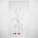 Ján Mančuška, Side Table with Plant, 2004, marker on vellum, thread, nails