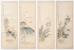 Pu Jiang, "Four Seasons", Four ink and color scrolls