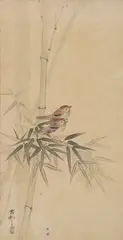 Ohara Koson, "Two Birds and Bamboo", Ink and color on paper
