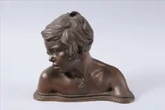 A. A. Michael Giacomantonio, Bust of Young Girl, Bronze with light brown patina - Height: 12 1/2 in