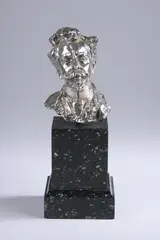Seraphim Soudbinine, Portrait Bust (Alexandre Scriabine?), Silvered bronze, on a black granite plinth - Height: 11 1/2 in. 11 inch height includes base - sculpture measures 5 inches