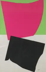 Jean Miotte, Abstract in Pink and Black, Color silkscreen
