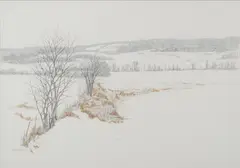 Michael Filmus, First Snow, Pastel and pencil on board