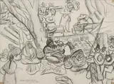 Marion Greenwood, Mexican Market Scene, Crayon on paper