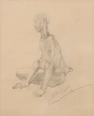 Philip Evergood, Nude Study Number 1, Pencil on paper