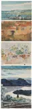 Landscape with Water and Stones by American School, LAKE LANDSCAPE, watercolor, sold Feb 2007