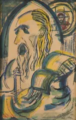 Chris Gikas, Study for a Stained Glass Window, Watercolor on board