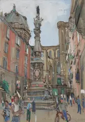 John Manship, Napoli la Guglia Di San Gennaro, Mixed media on board