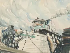 John Grabach, Tugboat, Watercolor on paper