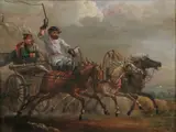 Aleksander Orłowski, Untitled, MILITARY OFFICER IN A TROIKA, oil on board