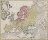 Johann Mattheus Hasio, Europa 1743, Engraving with hand-coloring - Plate size: 20 1/4 in. x 23 1/4 in
