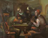 Piotr Zajęcki, Circus Performers, Oil on canvas
