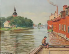 Julius Granberg, Canal Scene, Oil on canvas