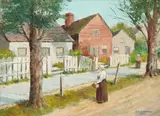 J. V. Redenburgh, White Picket Fences, Oil on canvas board