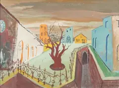 Joseph Manfredi, Piazza, Oil on panel
