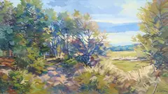 E. Larsen, Clearing in the Forrest, Oil on canvas board