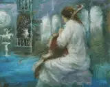 Robert J. Lee, Woman Playing Cello, Oil on canvas