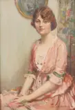 George Oscar Bayer, Lady in Pink, Oil on canvas