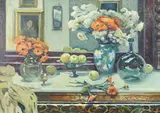 Untitled by American School, STILL LIFE WITH MIRROR, oil on canvas, sold Feb 2007