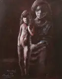 Noel Rockmore, Mother and Child, Oil on masonite