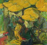 Asian Market Scene by Continental School, ASIAN MARKET SCENE, oil on canvas, sold Feb 2007