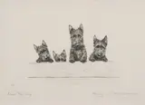 Marguerite Kirmse, Over the Top, (Three Scotties), Etching