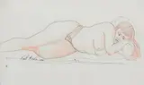 Walt Kuhn, Reclining Nude, Ink on paper