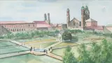 Farrel Yesner, Hofgarten, Watercolor on paper