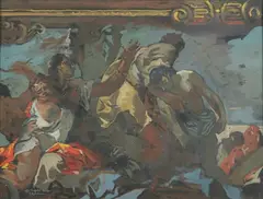 Julius Rolshoven, Mythological Figures After Tiepolo, Tempera on paper