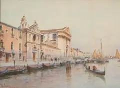 Rafael Senet Pérez, Venetian Scene, Watercolor on paper
