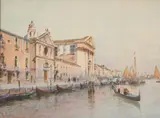 Rafael Senet Pérez, Venetian Scene, Watercolor on paper