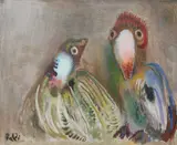 Israel Paldi, Two Birds, Oil on canvas