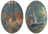 George Auguste Lavergne, STONE RIVER STEPS: TWO WORKS, each signed, Oil on board