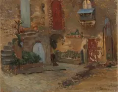 Victor-Ferdinand Bourgeois, Old French Courtyard, Oil on canvas