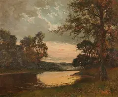 Jean-Jules Dufour, Evening Glow, Oil on canvas