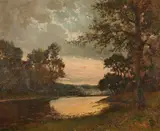 Jean-Jules Dufour, Evening Glow, Oil on canvas