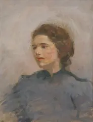 Augustus Vincent Tack, Untitled, SKETCH OF GIRL IN BLUE DRESS, oil on board