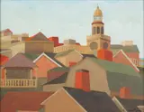 Lucien van Vyve, Nantucket Roof Tops, Oil on board
