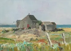E. Allen Folger, Nantucket Scene, Oil on masonite